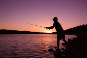 Fishing during sunset